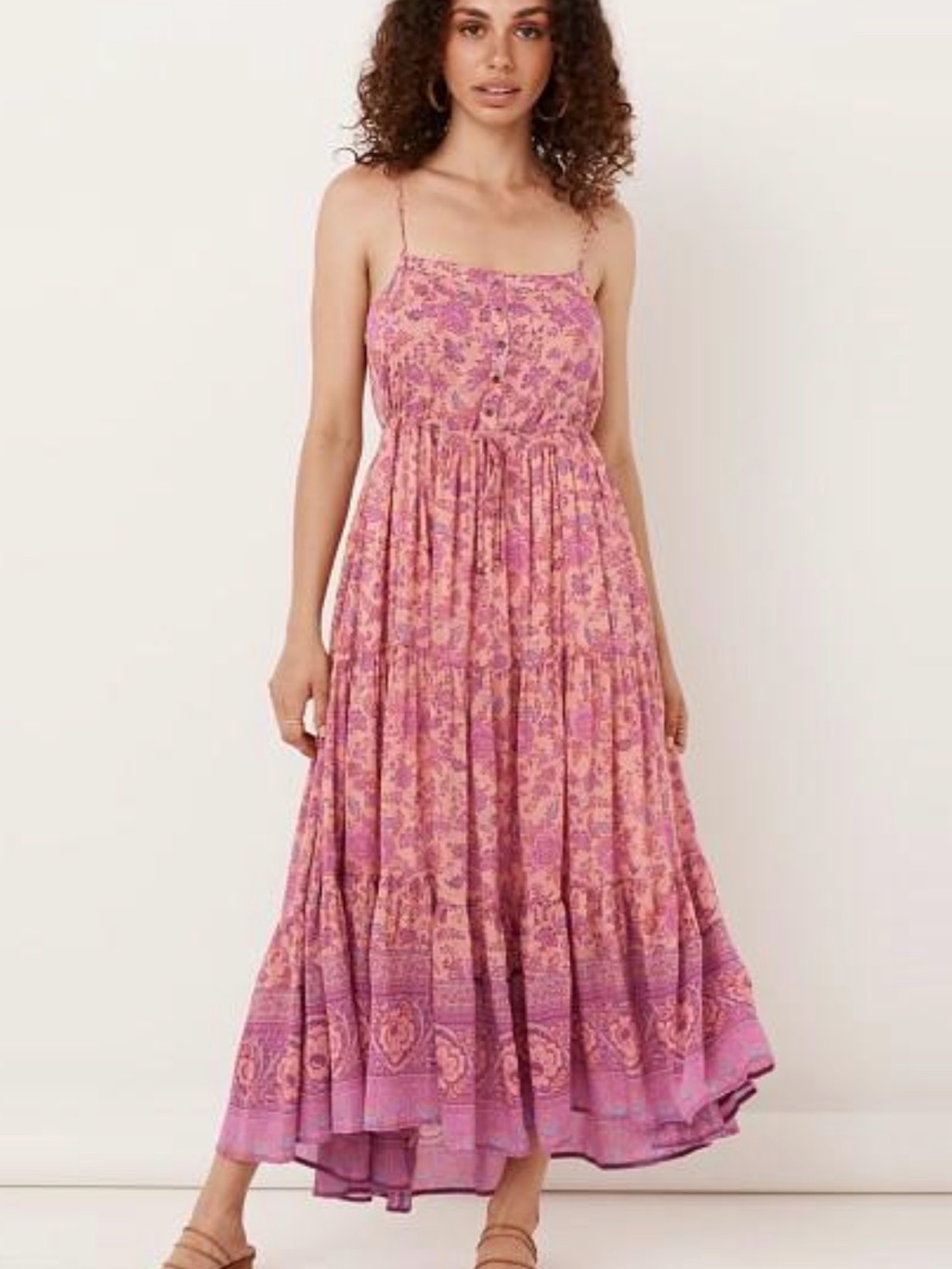 Spell Pink Paisley Maxi Dress With Spaghetti Straps